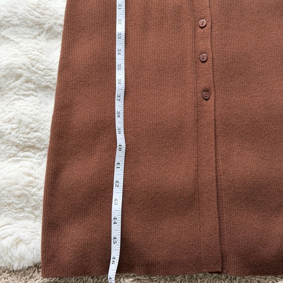 PAIGE Sundara Slim Chocolate Brown Long Sleeve Organic Cotton Midi Dress-S - Picture 14 of 16